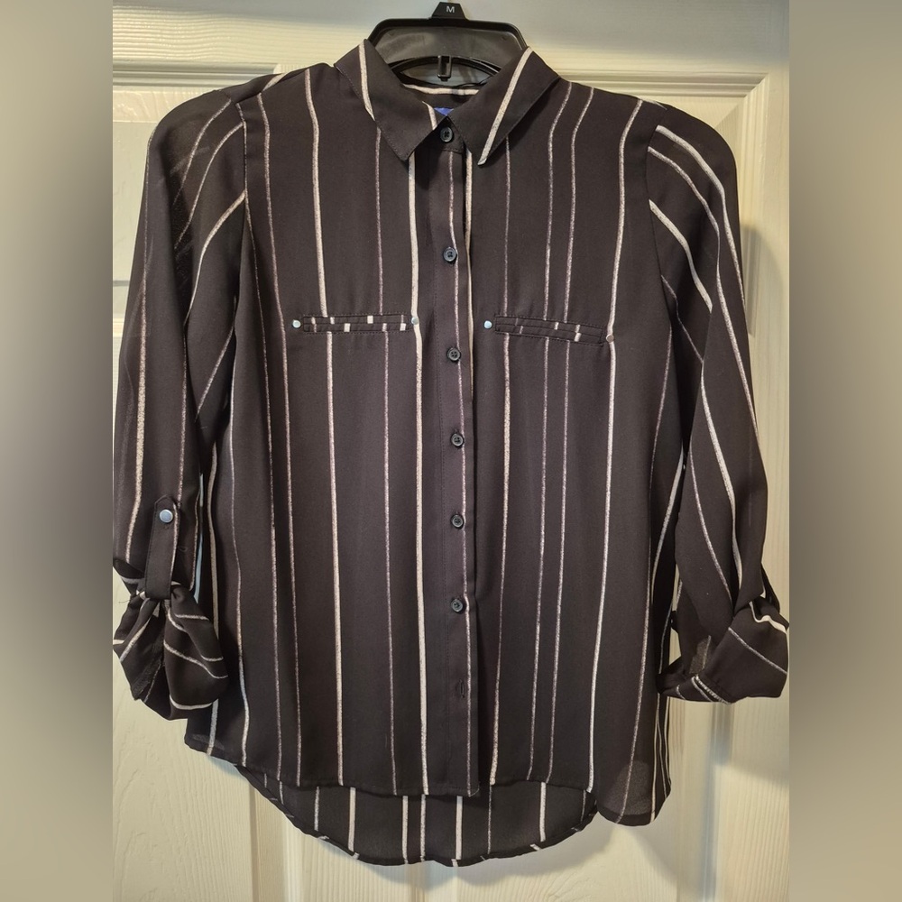Apt. 9 Black and White Striped Blouse